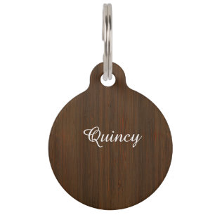 Placa Para Mascotas Mirada de madera de bambú del grano de Brown de l
