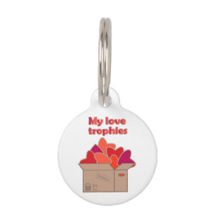 Placa Para Mascotas Mis trofeos de amor en la caja llena de corazones