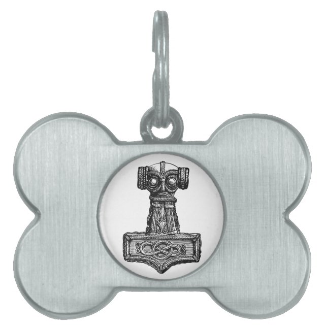 Placa Para Mascotas Mjolnir: El martillo del Thor (Frente)