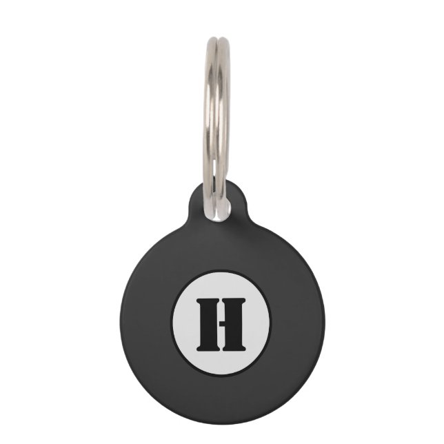 Placa Para Mascotas Moda DE ESTILO MÍNIMO MODERNO MONOGRAM ELEGANTE SI (Anverso)