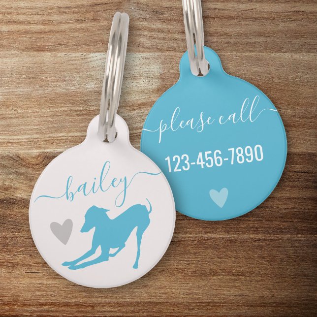 Placa Para Mascotas Moda de silueta azul de Greyhound en Italia (Subido por el creador)