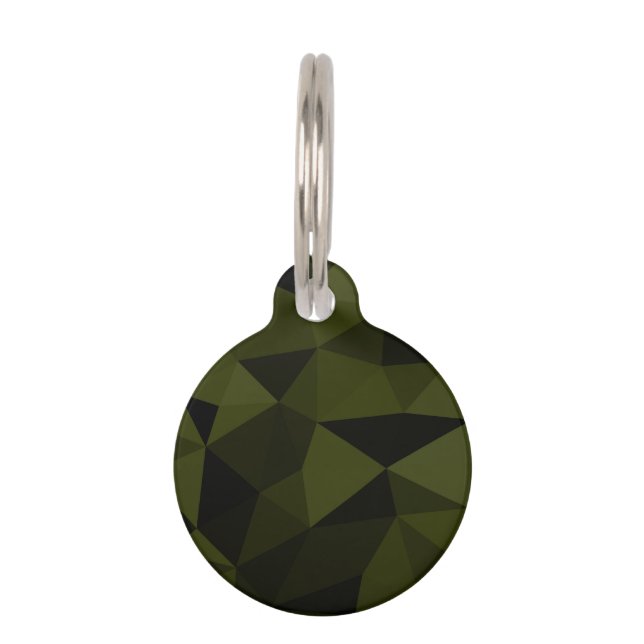 Placa Para Mascotas Moda geométrica verde oscuro de malla geométrica d (Anverso)