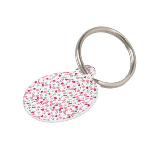 Placa Para Mascotas Moda rosa y rojo Impresión floral sin inconvenient