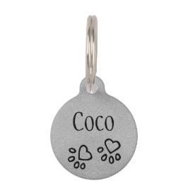 Placa Para Mascotas Moda Silvery Gray Name con Personalizado de impres