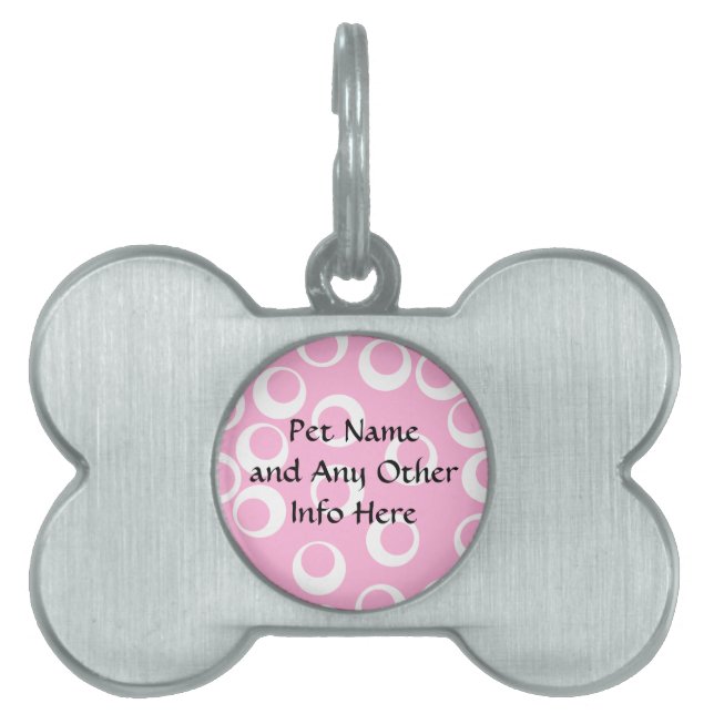 Placa Para Mascotas Modelo abstracto. Rosa y blanco (Frente)