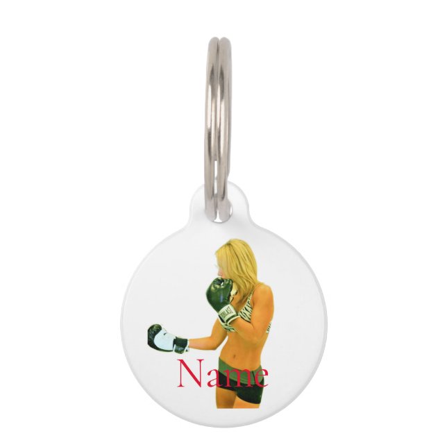 Placa Para Mascotas Modelo de fitness femenino boxeo Thunder_Cove (Anverso)
