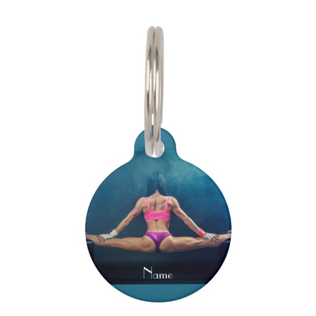 Placa Para Mascotas Modelo De Gimnasio Femenino Split Thunder_Cove (Anverso)