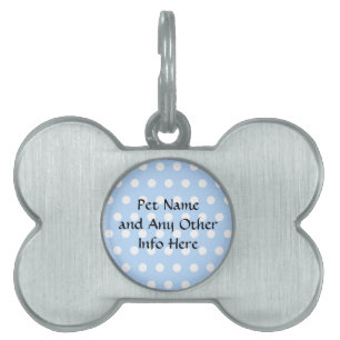 Placa Para Mascotas Modelo de lunar blanco y azul. Manchado