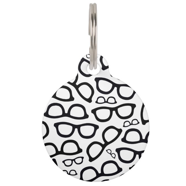 Placa Para Mascotas Modelo elegante de los vidrios (Anverso)