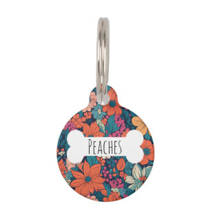 Placa Para Mascotas Modelo floral brillante Daisy Mascota Personalizad