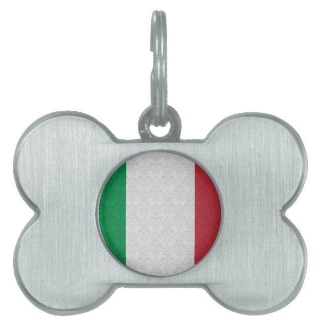 Placa Para Mascotas Modelo italiano del damasco de la bandera (Frente)