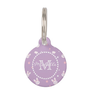 Placa Para Mascotas Modelo púrpura en colores pastel rosado femenino