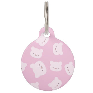 Placa Para Mascotas Modelo rosado del oso de peluche