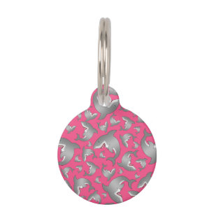 Placa Para Mascotas Modelo rosado del tiburón