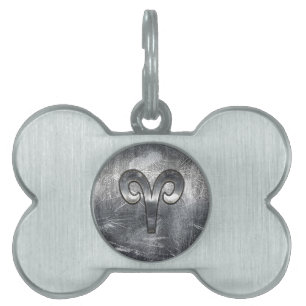 Placa Para Mascotas Modern Aries Zodiac Sign Grunge Distressed Style