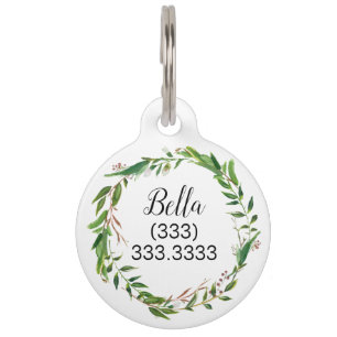 Placa Para Mascotas Modern Laurel Wreath