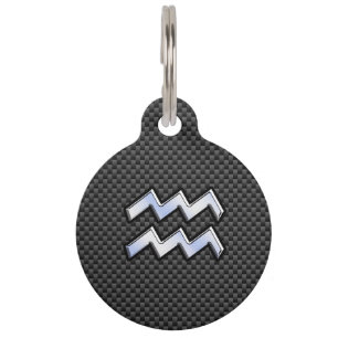 Placa Para Mascotas Moderno Aquarius Zodiac Rótulo estilo fibra de car