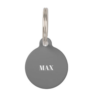 Placa Para Mascotas Moderno personalizado gris simple perro Nombre inf