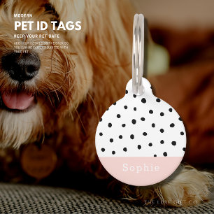 Placa Para Mascotas Moderno Personalizado simple lindo Monograma Punto