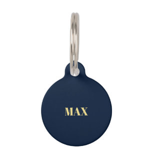Placa Para Mascotas Moderno, sencillo, azul marino, dorado, perro con 