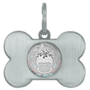 Placa Para Mascotas Moderno Urban Ash Gray Flora Abstract Pattern Art