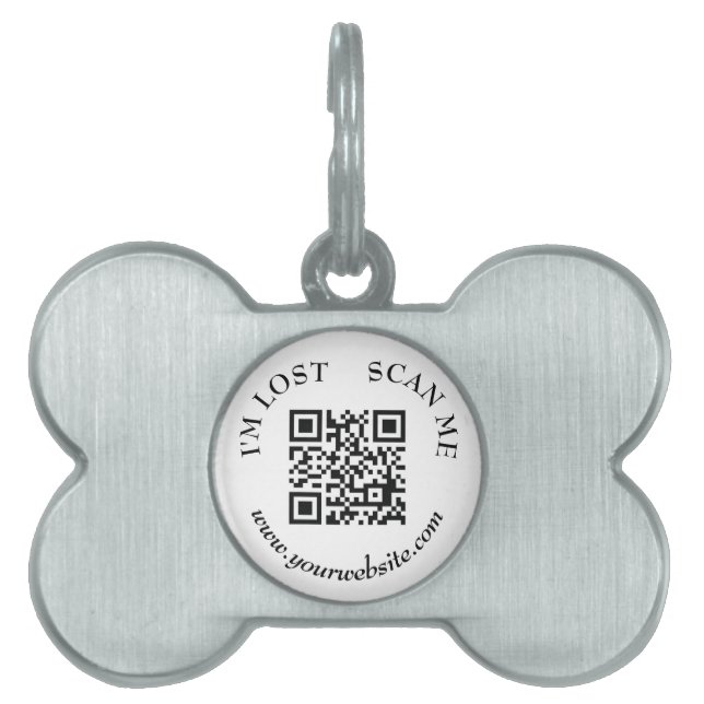 Placa Para Mascotas Moderno y simple Escanearme si Perdieron Gato Perr (Frente)