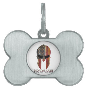 Placa Para Mascotas Molon Labe - venido y les toma los E.E.U.U.