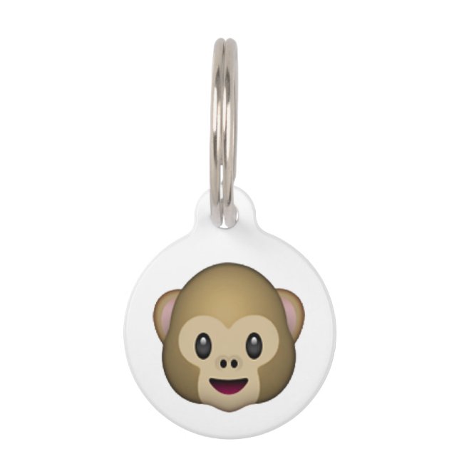 Placa Para Mascotas Mono - Emoji (Reverso)