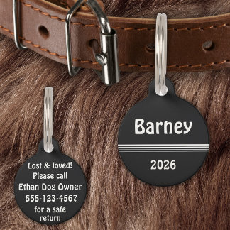 Placa Para Mascotas Monocromo: nombre, fecha, detalles del teléfono