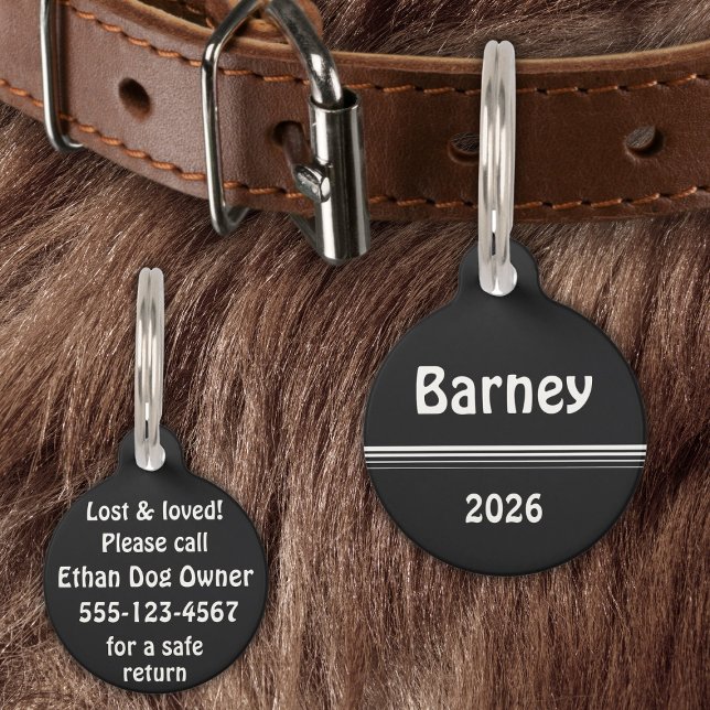 Placa Para Mascotas Monocromo: nombre, fecha, detalles del teléfono (Subido por el creador)