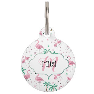 Placa Para Mascotas Monograma atómico del estilo de los flamencos y d