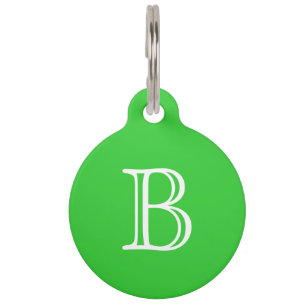 Placa Para Mascotas Monograma blanco verde lima inicial