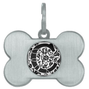Placa Para Mascotas Monograma C inicial. Nombre floral Patrón personal