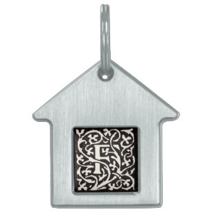 Placa Para Mascotas Monograma de cosecha de vintage F Letra Art Nouvea