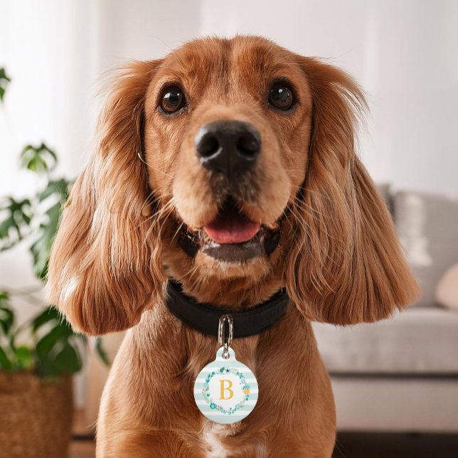 Placa Para Mascotas Monograma de floral dulce (Subido por el creador)
