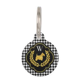Placa Para Mascotas Monograma de Houndstoth Royal Scottie