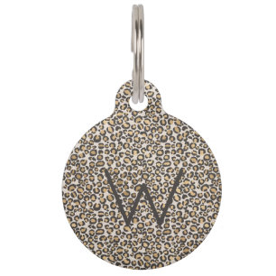 Placa Para Mascotas Monograma de impresión de animales Leopard Moda in