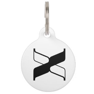 Placa Para Mascotas Monograma de letra elegante X
