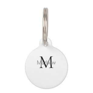 Placa Para Mascotas monograma de letra inicial simple añade tu letra n