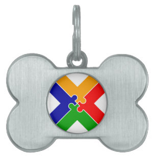 Placa Para Mascotas Monograma de letra Puzzle X