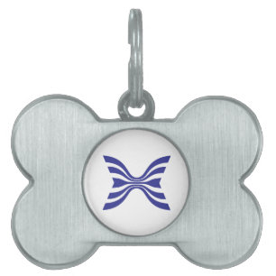 Placa Para Mascotas Monograma de letra X de línea azul elegante