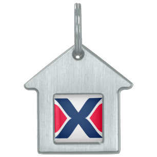Placa Para Mascotas Monograma de letra X roja y azul