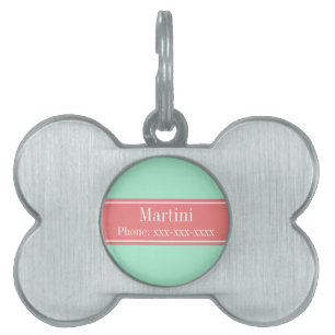 Placa Para Mascotas Monograma De Monograma De La Cinta De Coral Lt Sól
