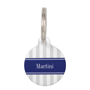 Placa Para Mascotas Monograma De Nombre Azul De La Marina De Banda Bla