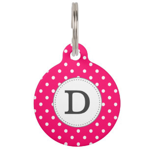 Placa Para Mascotas Monograma de puntos de polka