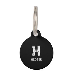 PLACA PARA MASCOTAS MONOGRAMA DE UNA LETRA BLANCO MINIMALISTA NOMBRE N