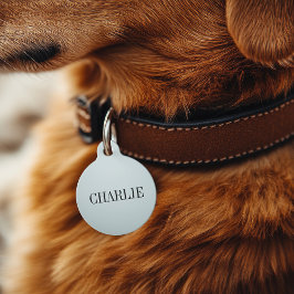 Placa Para Mascotas Monograma del nombre clásico de Charlie | Azul Cla