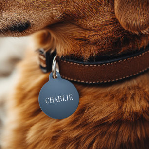 Placa Para Mascotas Monograma del nombre clásico de Charlie Azul Mar