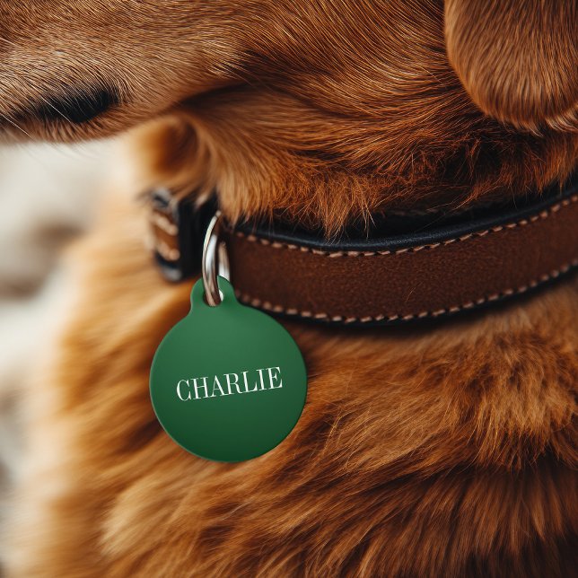 Placa Para Mascotas Monograma del nombre clásico de Charlie | Green (Subido por el creador)
