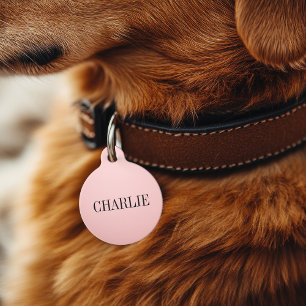 Placa Para Mascotas Monograma del nombre clásico de Charlie Rosa